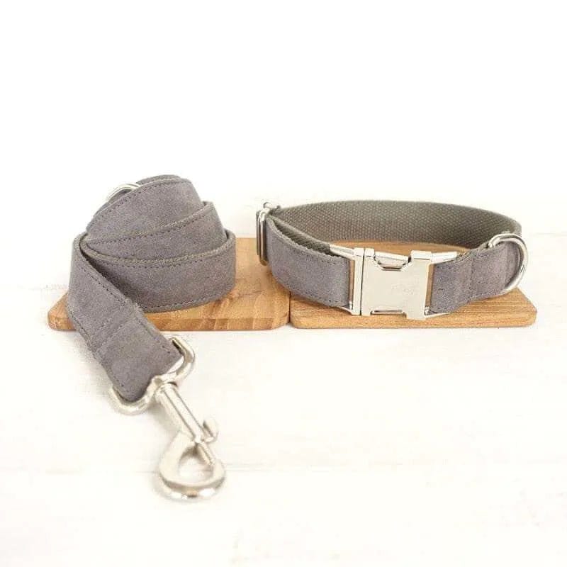 Personalized Dog Collar Free Engraving ID Nameplate Multi Velvet Collar Leash Set