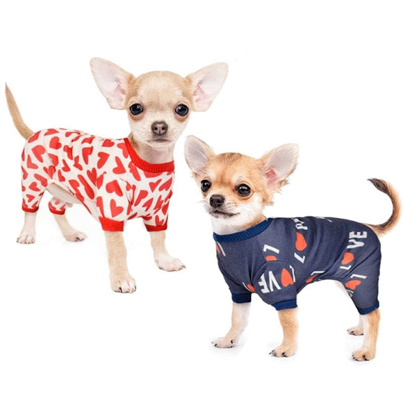 Heart Print Small Dog Pajamas