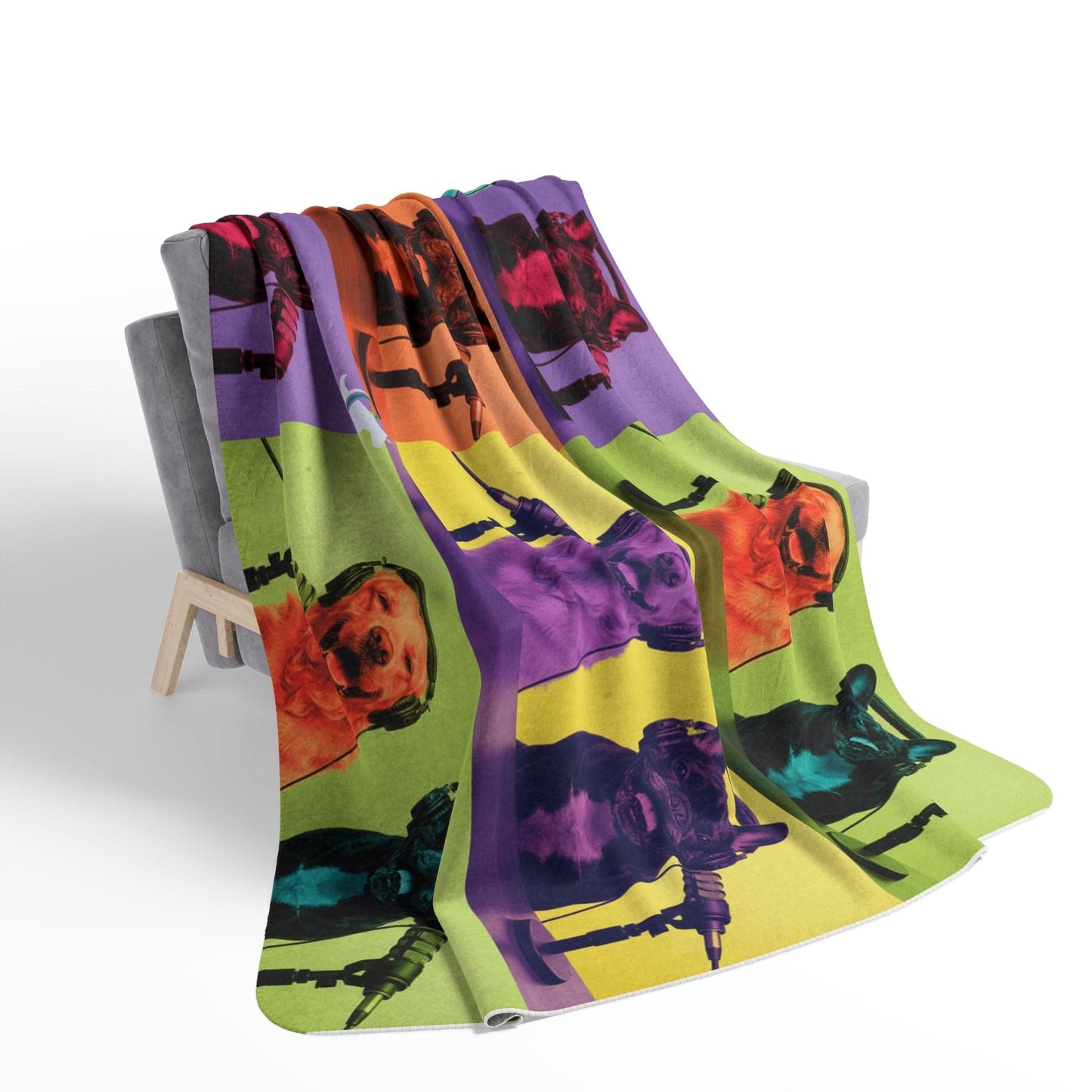 Goldie & Frenchie Sherpa Fleece Blanket — Warhol Inspired Pop Art