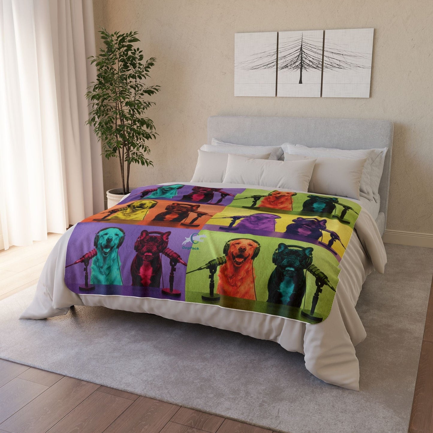 Goldie & Frenchie Sherpa Fleece Blanket — Warhol Inspired Pop Art