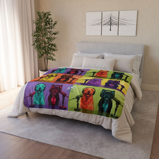 Goldie & Frenchie Sherpa Fleece Blanket — Warhol Inspired Pop Art