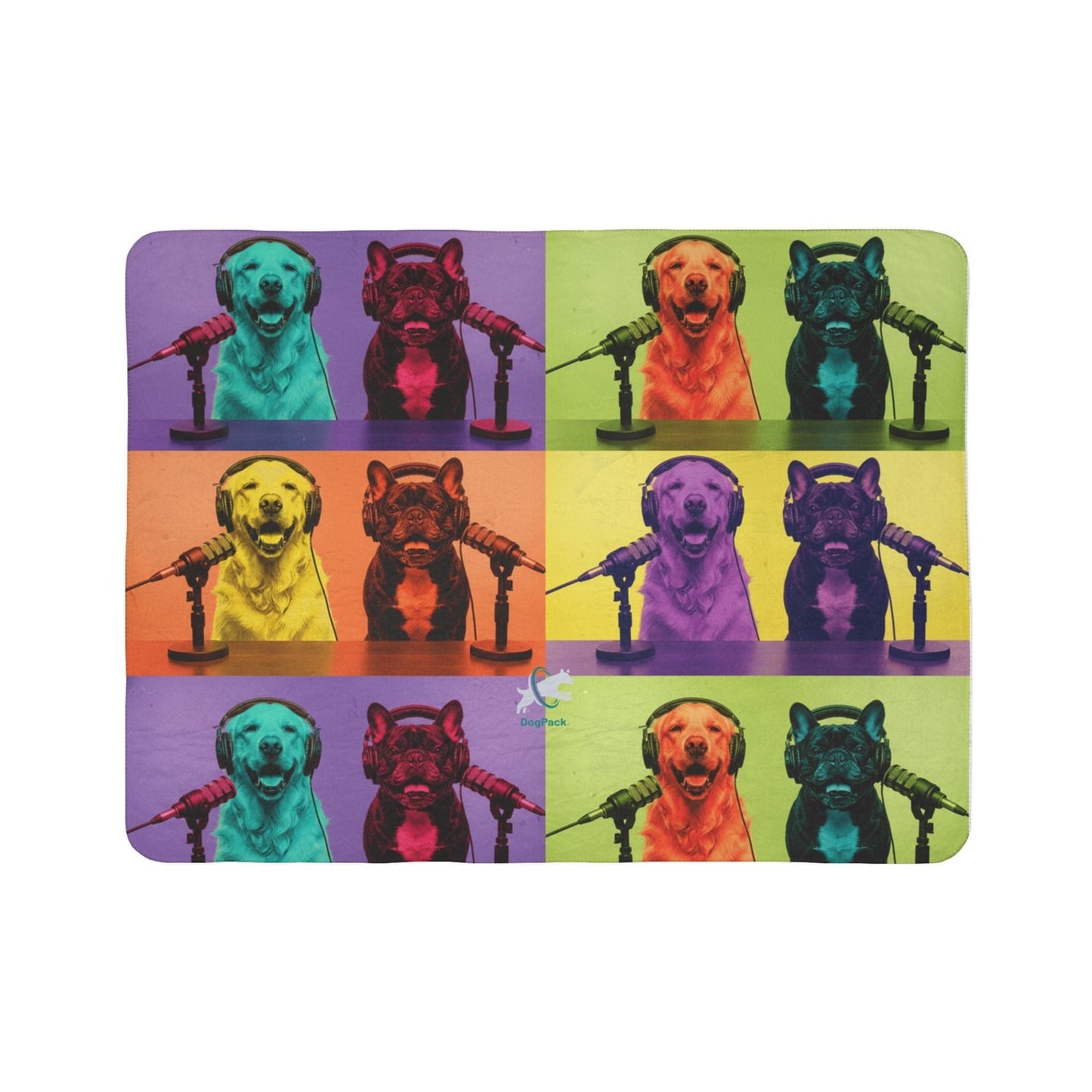 Goldie & Frenchie Sherpa Fleece Blanket — Warhol Inspired Pop Art
