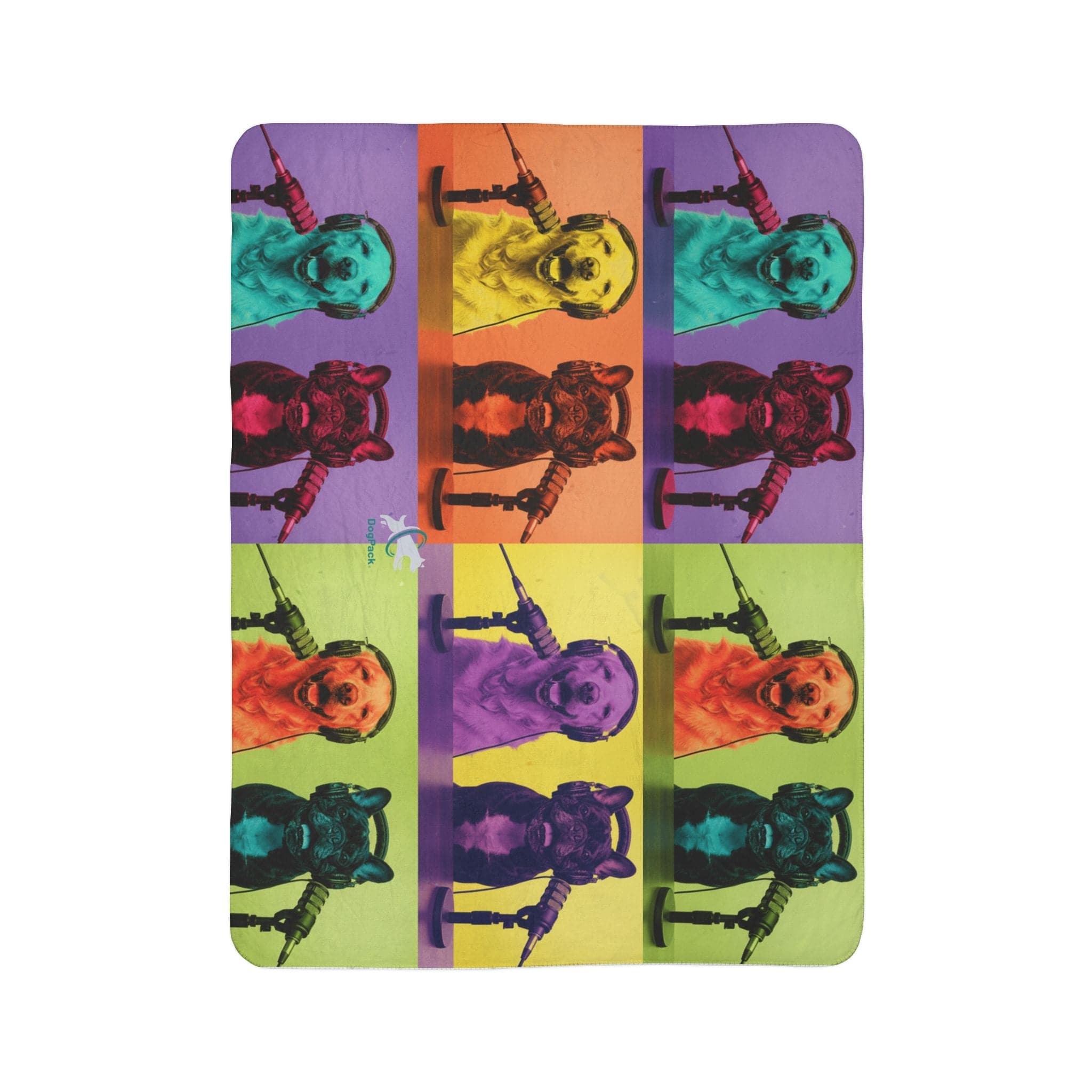 Goldie & Frenchie Sherpa Fleece Blanket — Warhol Inspired Pop Art