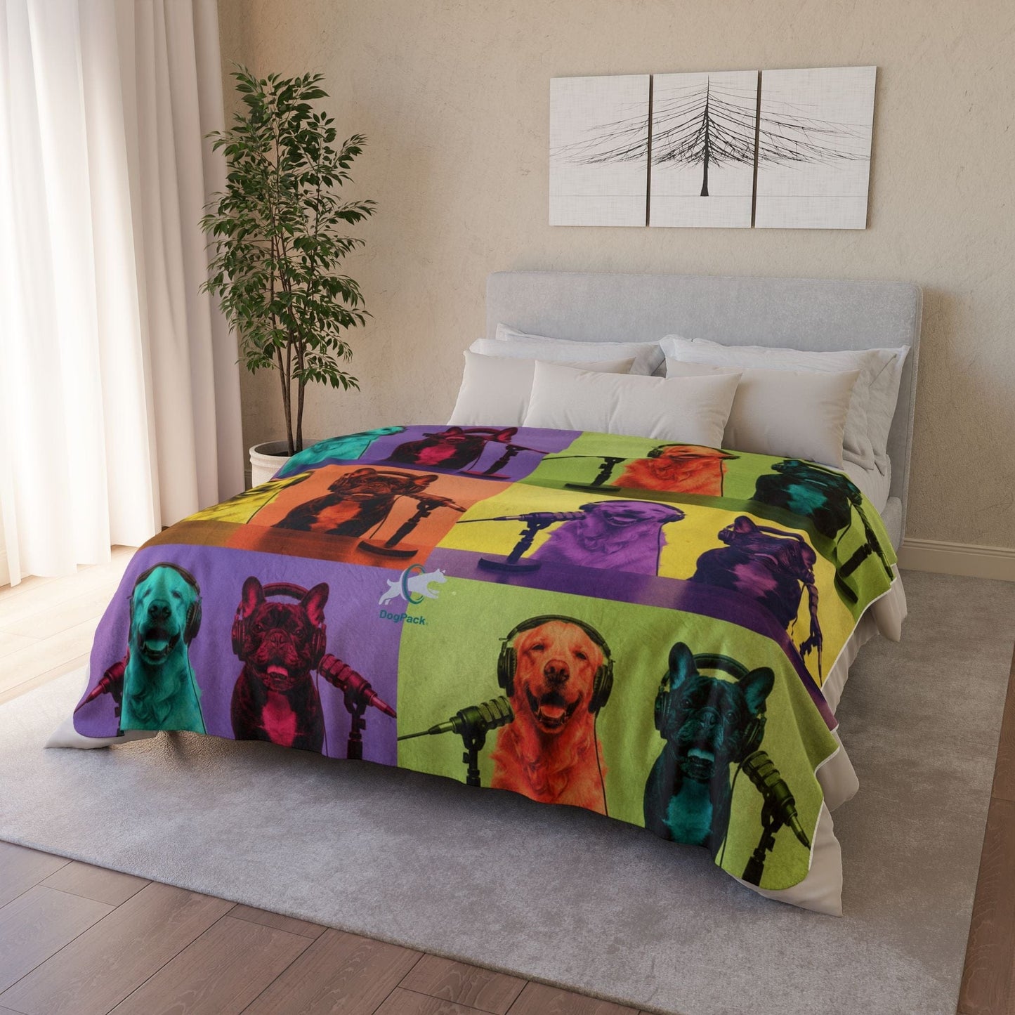 Goldie & Frenchie Sherpa Fleece Blanket — Warhol Inspired Pop Art