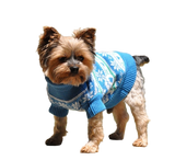100% Combed Cotton Snowflake and Hearts Dog Sweater - Blue
