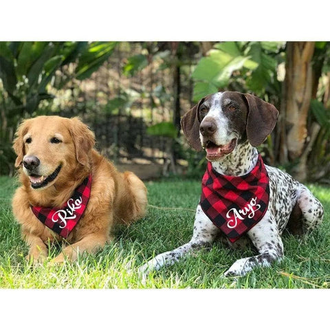 Personalized Plaid Dog Bandana