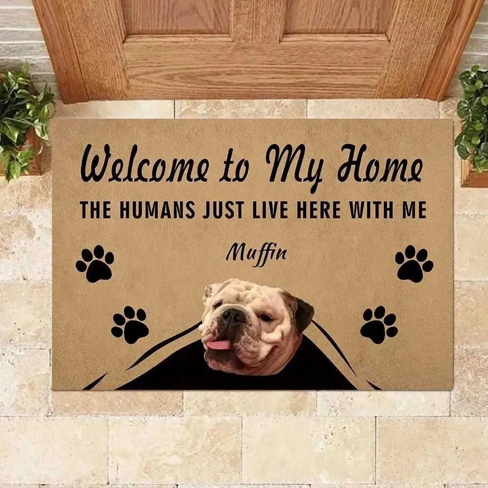 Personalized dog mat with custom pet name - non-slip waterproof dog feeding mat for food and water bowls - custom printed pet placemat in multiple sizes and colors

