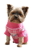 100% Combed Cotton Snowflake and Hearts Dog Sweater - Pink
