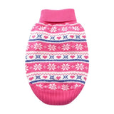 100% Combed Cotton Snowflake and Hearts Dog Sweater - Pink