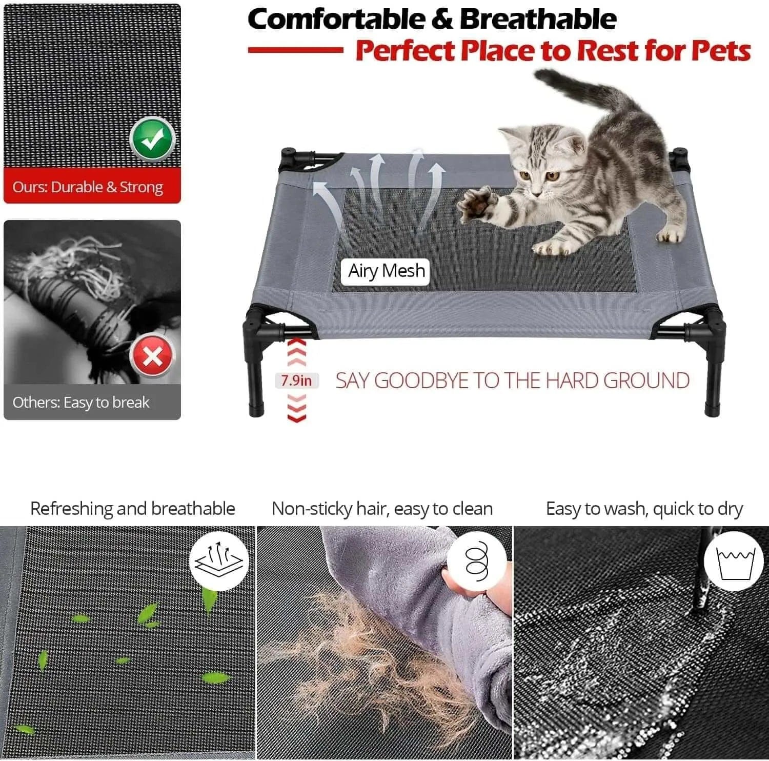 Elevated Dog Cot with Canopy for Outdoors Elevated Dog Cot with Canopy for Outdoors