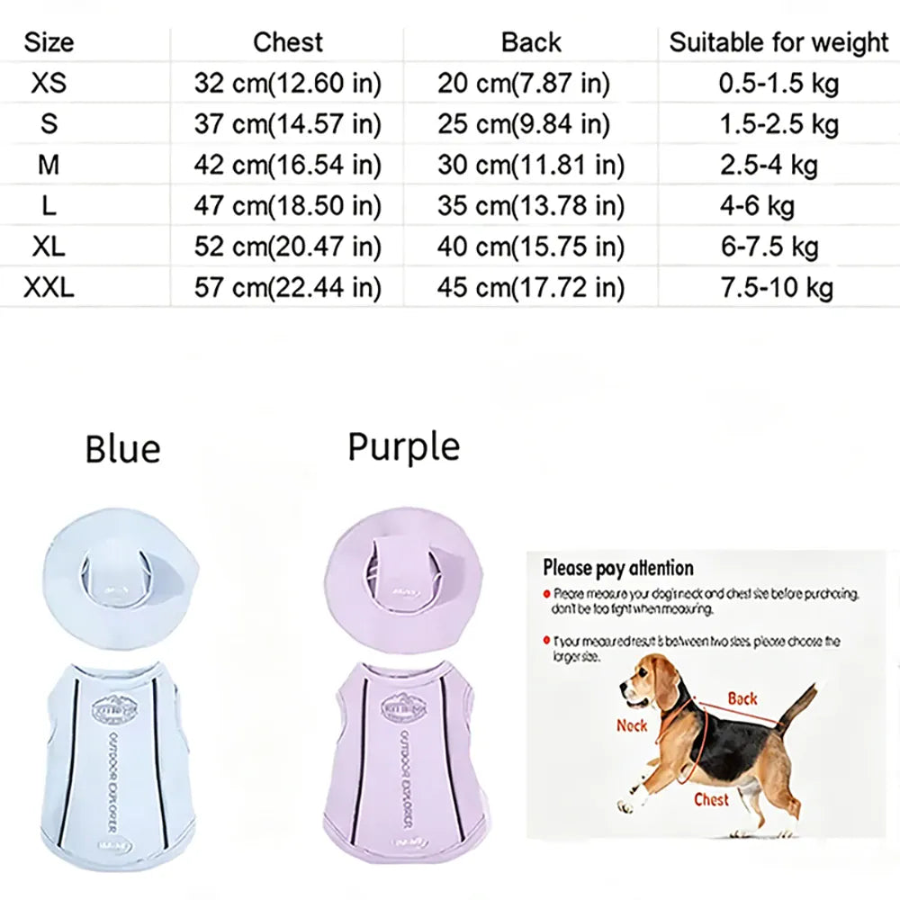 Dog Summer Cooling Vest & Cap Set | Breathable Mesh Sun-Protective Shirt for Dogs & Cats