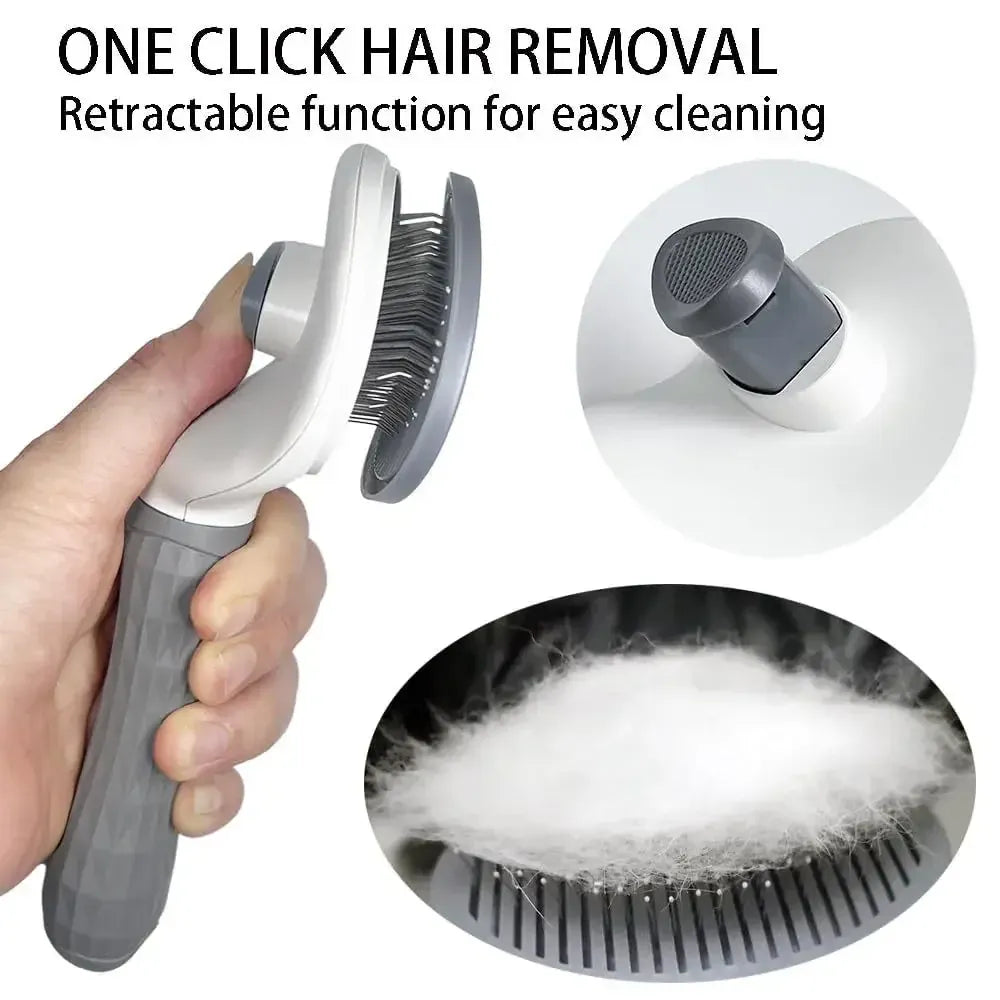 Self-Cleaning Pet Grooming Slicker Brush For Cats & Dogs