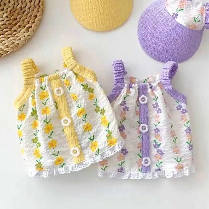 Summer floral dog dress for small dogs - lightweight breathable floral print pet dress for puppies and small breeds - cute girl dog outfit for spring and summer


