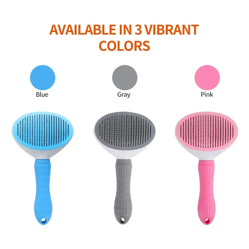 Self-Cleaning Pet Grooming Slicker Brush For Cats & Dogs