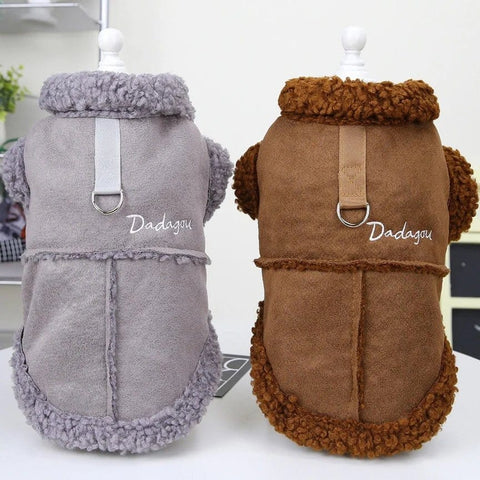 British Style Sheepskin Dog Jacket for Small Dogs