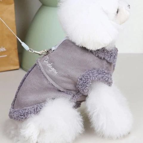 British Style Sheepskin Dog Jacket for Small Dogs