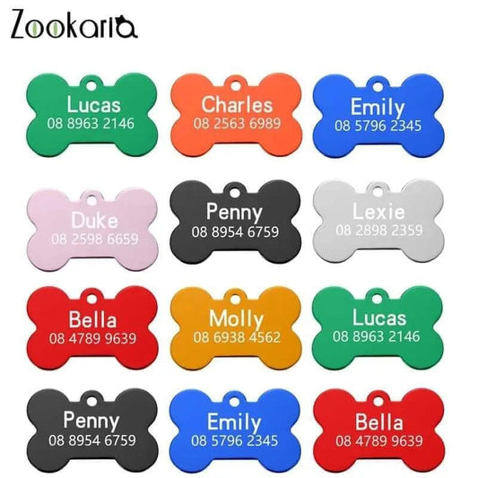 Personalized Double Sided Engraved Dog Bone Tag