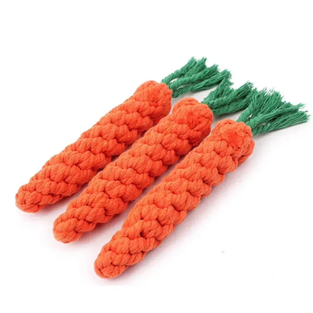 1Pcs Carrot Dog Bite Rope Pet Dog Toys Safe Durable Braided