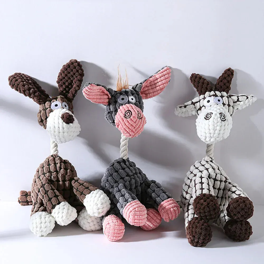 Plush Dog Donkey Squeaky Chew Toy
