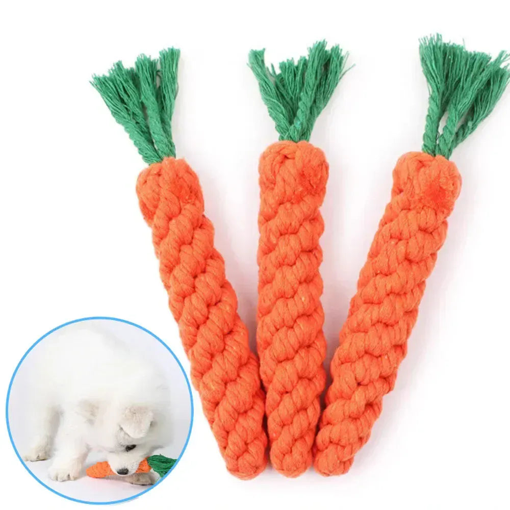 1Pcs Carrot Dog Bite Rope Pet Dog Toys Safe Durable Braided