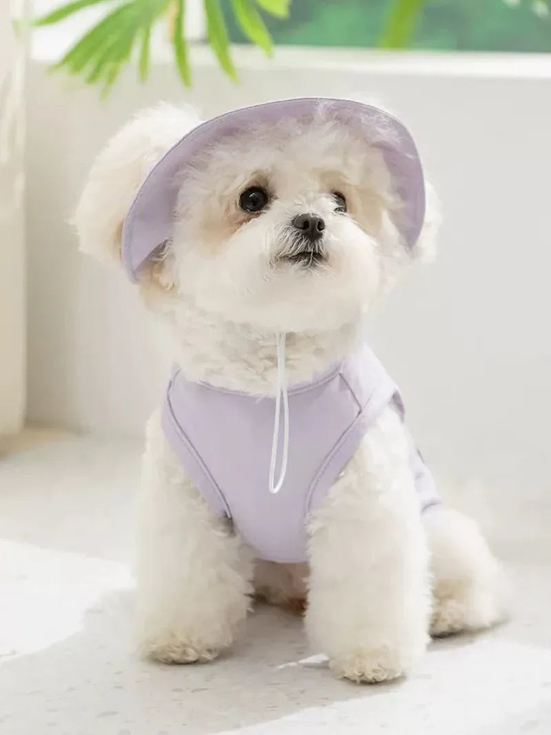 Dog Summer Cooling Vest & Cap Set | Breathable Mesh Sun-Protective Shirt for Dogs & Cats