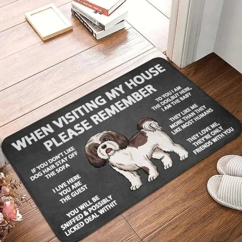 Personalized dog mat with custom pet name - non-slip feeding mat for dogs with food and water bowl area - custom printed dog placemat in multiple sizes

