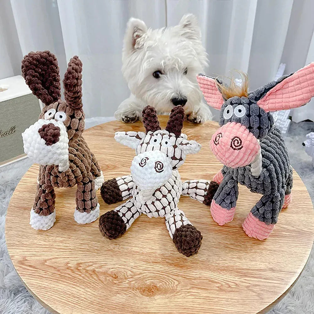 Plush Dog Donkey Squeaky Chew Toy