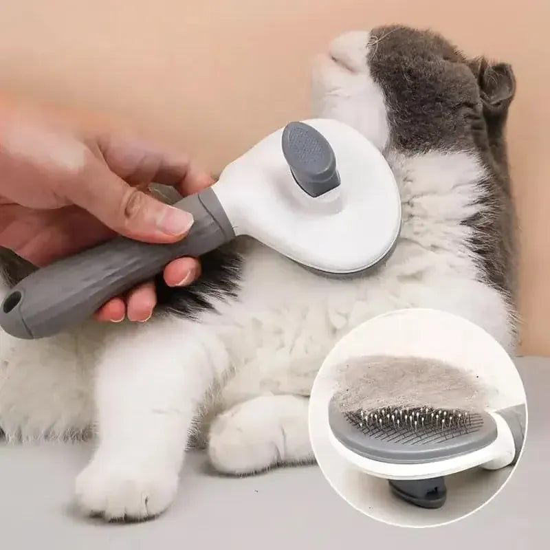 Self-Cleaning Pet Grooming Slicker Brush For Cats & Dogs