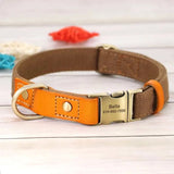 Personalized Laser Engraved Genuine Leather Dog Collar