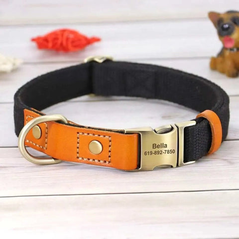 Personalized Laser Engraved Genuine Leather Dog Collar