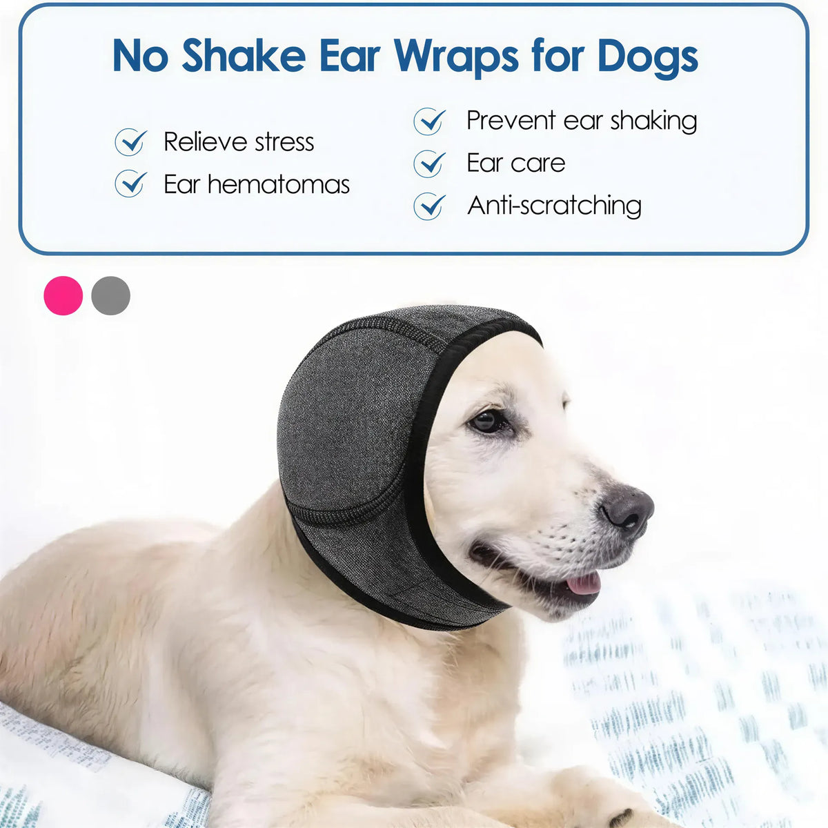 Dog Ear Wrap for Grooming – Adjustable Grey Hood
