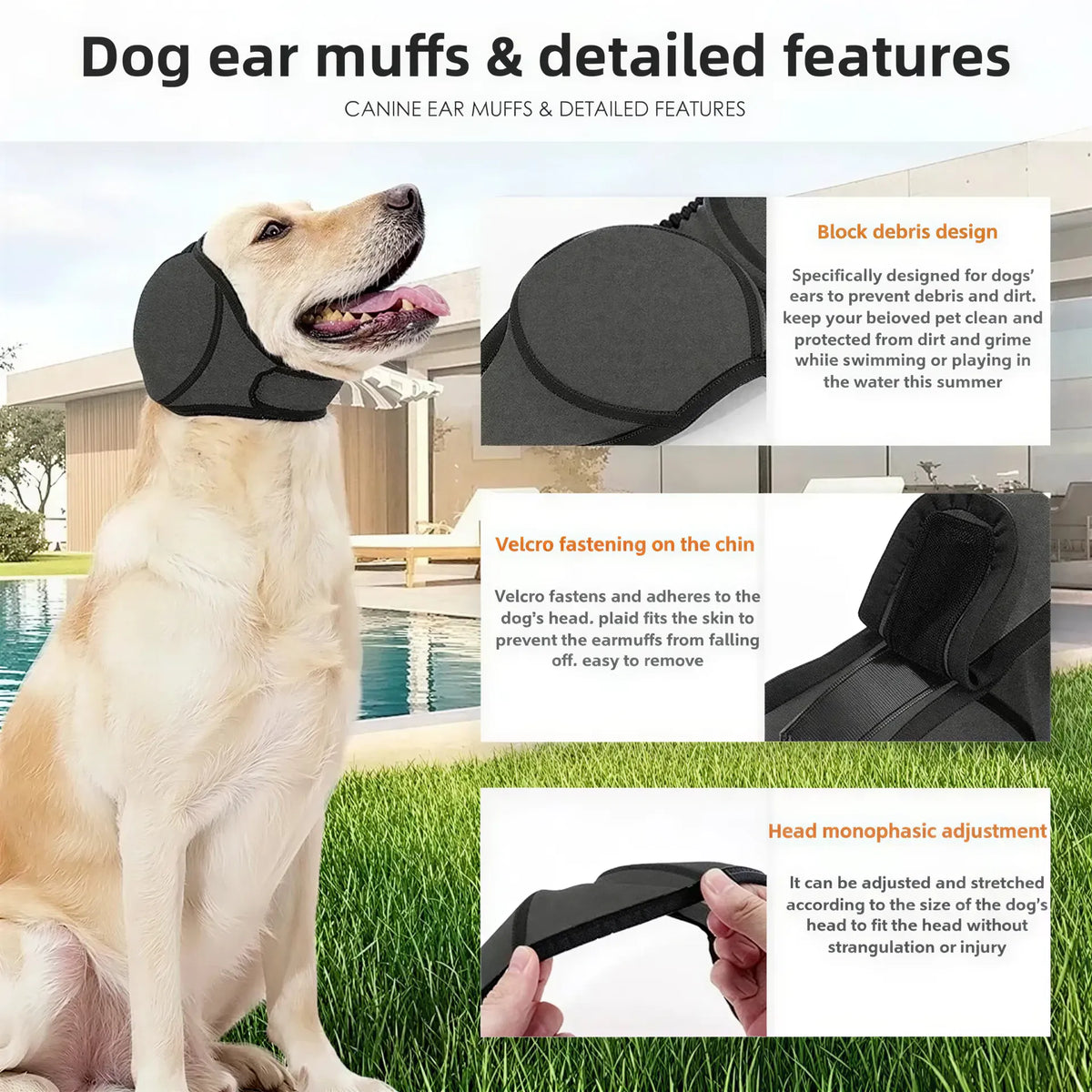 Dog Ear Wrap for Grooming – Adjustable Grey Hood