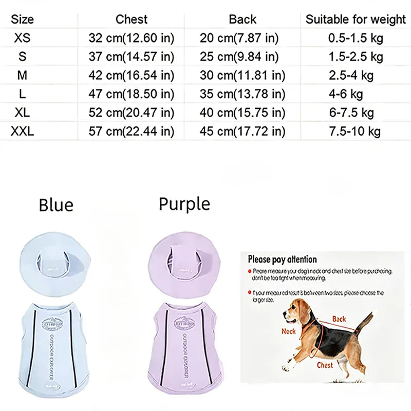 Dog Summer Cooling Vest & Cap Set | Breathable Mesh Sun-Protective Shirt for Dogs & Cats