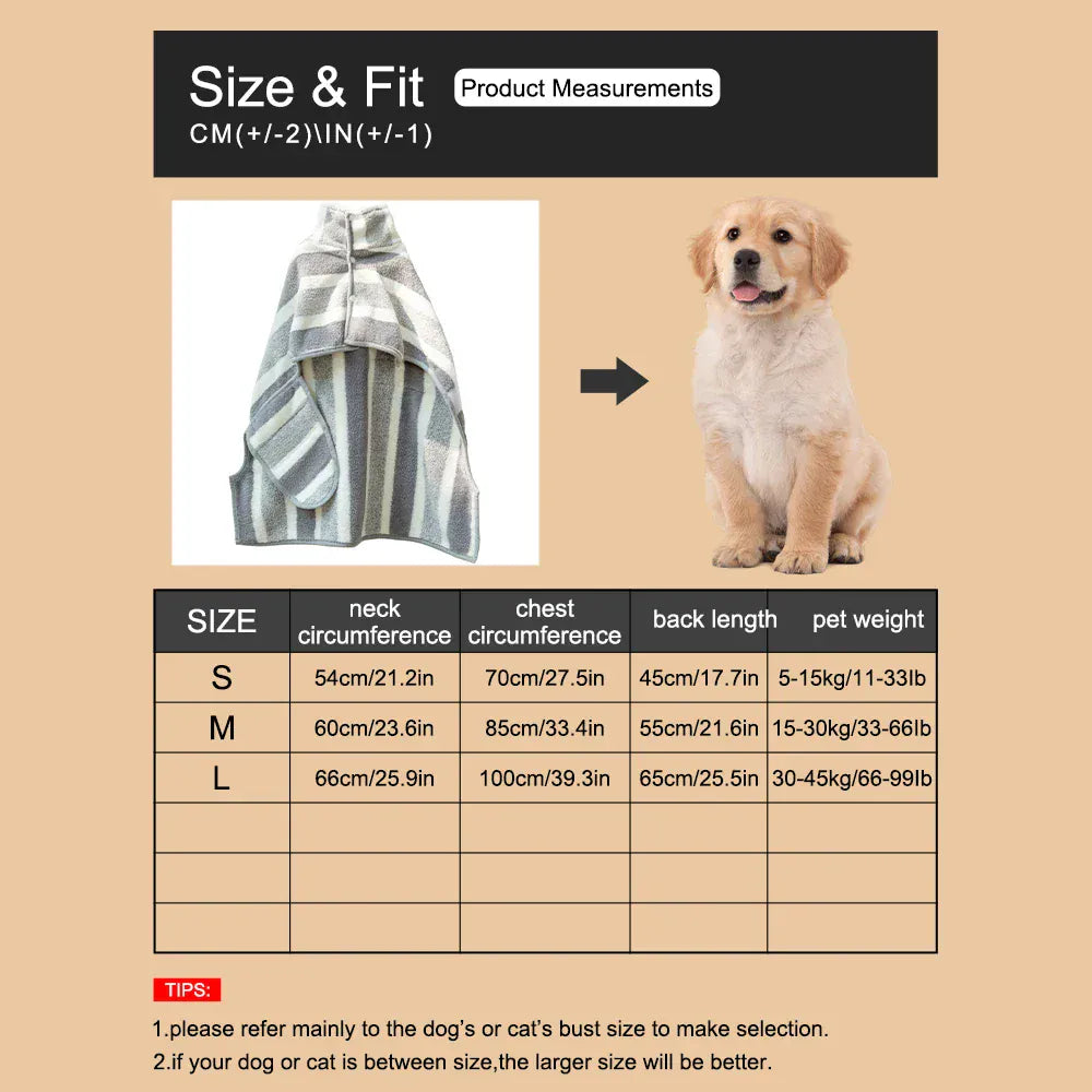 1PC Thick Absorbent Oversized Dog Bathrobe