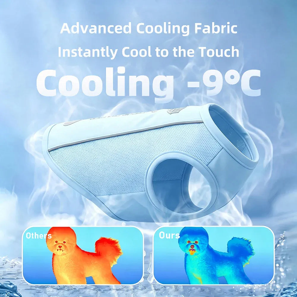Dog Summer Cooling Vest & Cap Set | Breathable Mesh Sun-Protective Shirt for Dogs & Cats