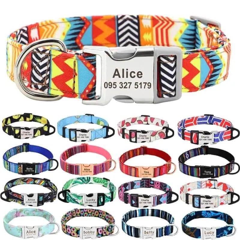 Personalized engraved dog collar - custom name tag dog collar for small medium and large dogs - durable adjustable pet collar with ID engraving

