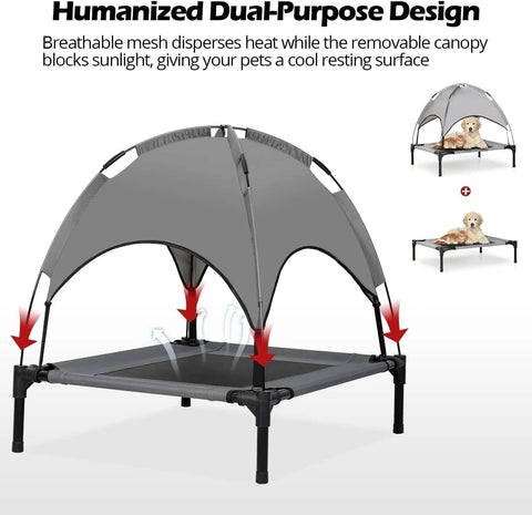 Elevated Dog Cot with Canopy for Outdoors Elevated Dog Cot with Canopy for Outdoors