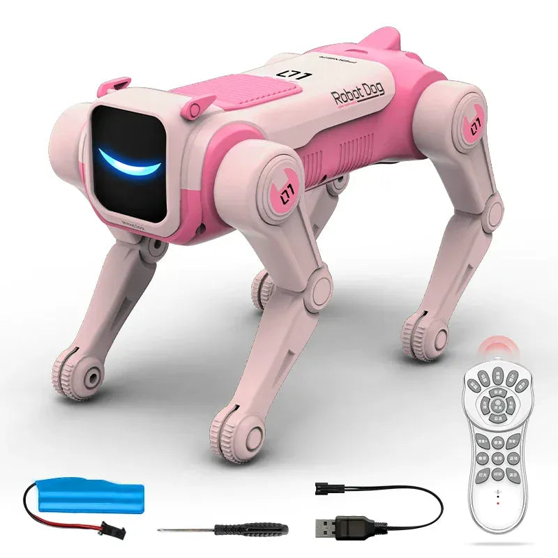 Pink Color Intelligent RC Robot Dog Toy With Voice Control
