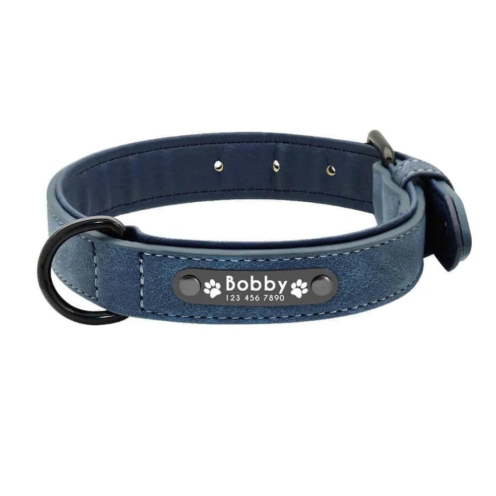 Personalized vegan leather dog collar with custom name - adjustable cruelty-free dog collar for small medium and large dogs - durable stylish pet collar in multiple colors

