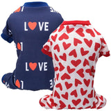 Heart Print Small Dog Pajamas